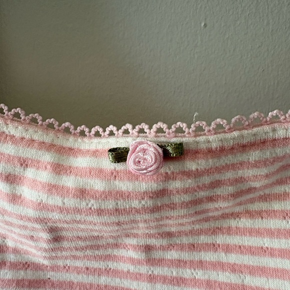 Striped Pink Scoop Crop Tank Top - Picture 2 of 4